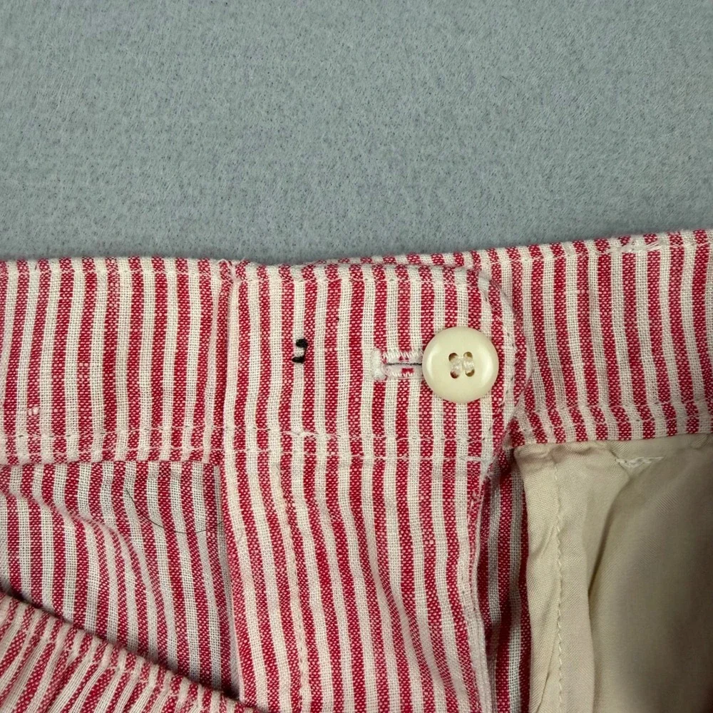 J.Crew Women XXS Electric Red Striped Harbor Shorts 100% Linen Re-Imagined CH879